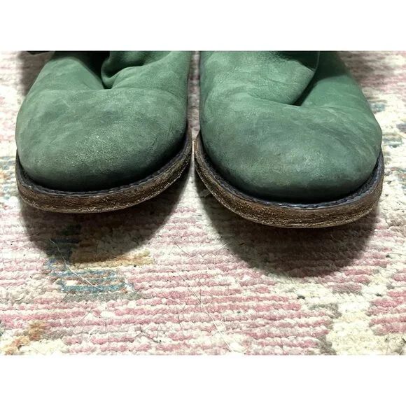 Liberty Black Green Leather Distressed Cowboy Booties Boots Size 7 - Picture 7 of 9